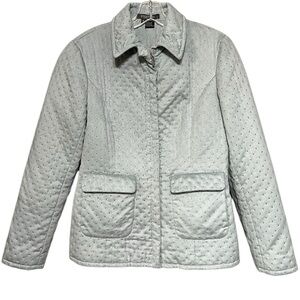Etcetera Microsuede Perforated Quilted Jacket Ice Blue Women’s Size 8